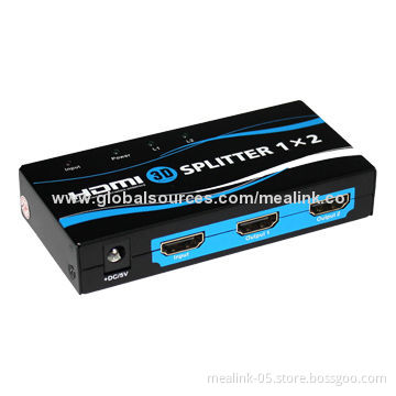 1 to 2 HDMI Splitter with 5V DC/1A Power Supply, Installs in Minutes